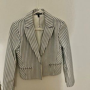 NWT Express Stripe Blazer Cropped Navy Blue White Size 4 New